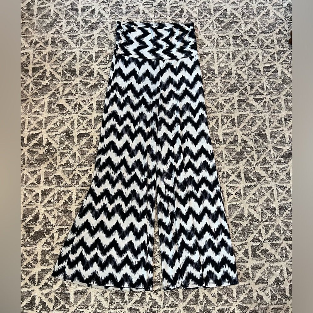 White and Black Straight Leg Pants
